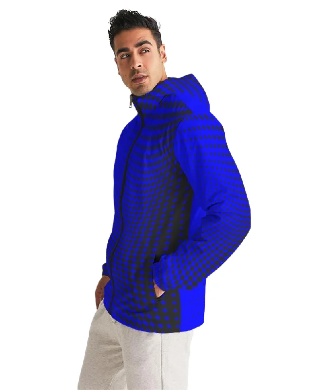 Raincoat Jackets for Rainy Weather -Waterproof jackets for hiking -Mens Hooded Windbreaker - Royal Blue Polka Dot Water Resistant Jacket - JL2E0X