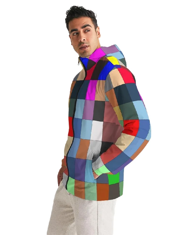 Button-Up Jackets for Traditional -Slim fit jackets for men -Mens Hooded Windbreaker - Multicolor Casual/Sports Water Resistant Jacket - JL4L0X