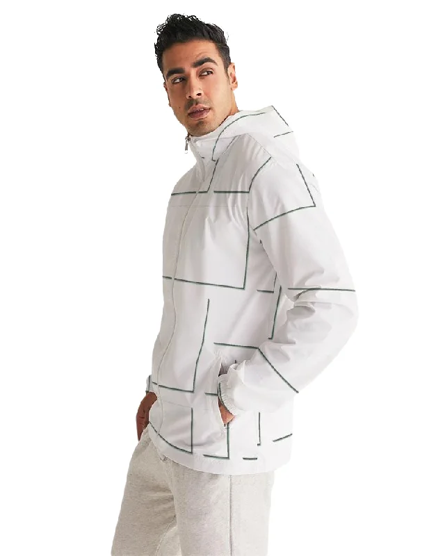 Padded Jackets for Extra Warmth -Best jackets for traveling -Mens Hooded Windbreaker - White Casual/Sports Water Resistant Jacket - JL550X