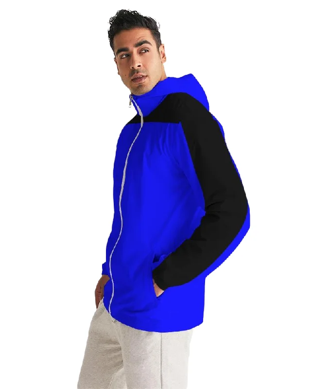 Reflective Jackets for Safety -Winter jackets with fur lining -Mens Hooded Windbreaker - Royal Blue Casual/Sports Water Resistant Jacket - J4TD0X