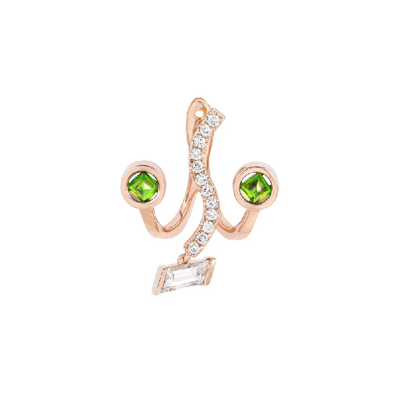 Father's Day Jackets for Present -Cozy puffers for winter outings -PREMIERE Violetta 18K Rosegold Ear Jacket w. Topaz, Diamond & Chrome diopside