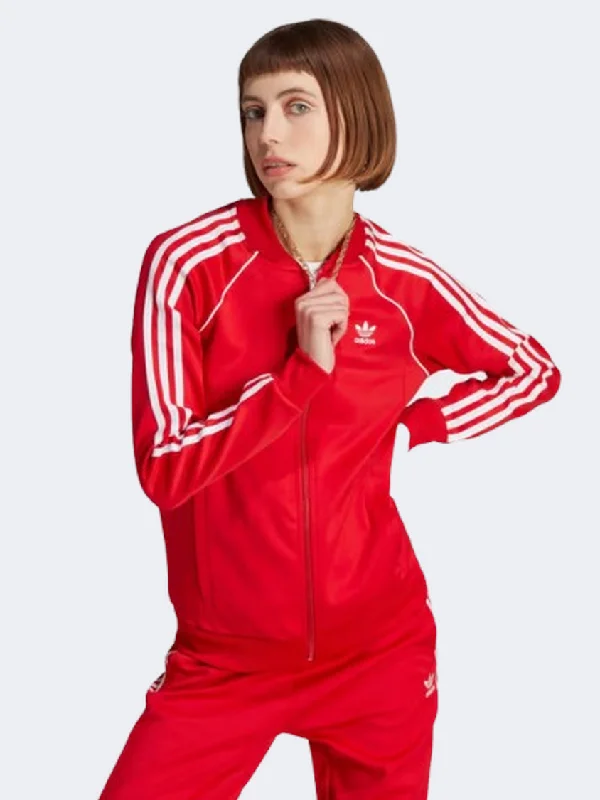 Travel Jackets for On-the-go -Lightweight windproof jackets for travel -Adidas Adicolor Classic Sst Classic Women Original Jacket Better Scarlet/White