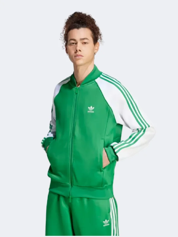 Button-Up Jackets for Traditional -Slim fit jackets for men -Adidas Adicolor Classics Sst Men Original Jacket Green/Silver/White