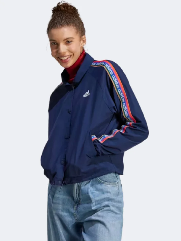 Padded Jackets for Extra Warmth -Best jackets for traveling -Adidas Farm Coach Women Sportswear Jacket Night Indigo