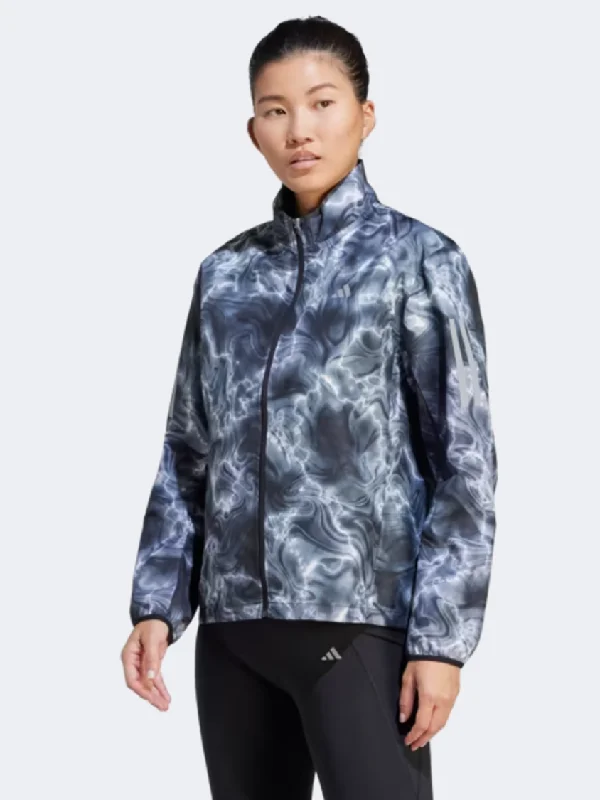 Sportswear Jackets for Athletic Use -Casual jackets for outdoor activities -Adidas Own The Run All Over Print Women Running Jacket White/Black/Grey