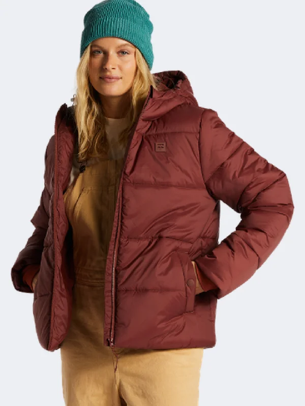 Running Jackets for Exercise -Stylish jackets with leather sleeves -Billabong Transport Puffe  Women Lifestyle Jacket Rosewood