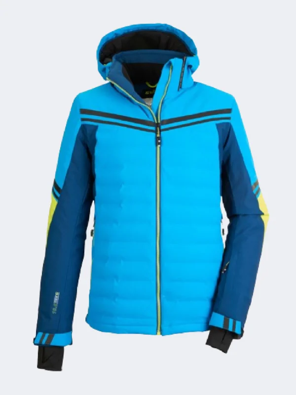 Striped Jackets for Fashion Look -Best jackets for mountain climbing -Killtec Ksw 73 Men Skiing Jacket Sky Blue/Dark Petrol