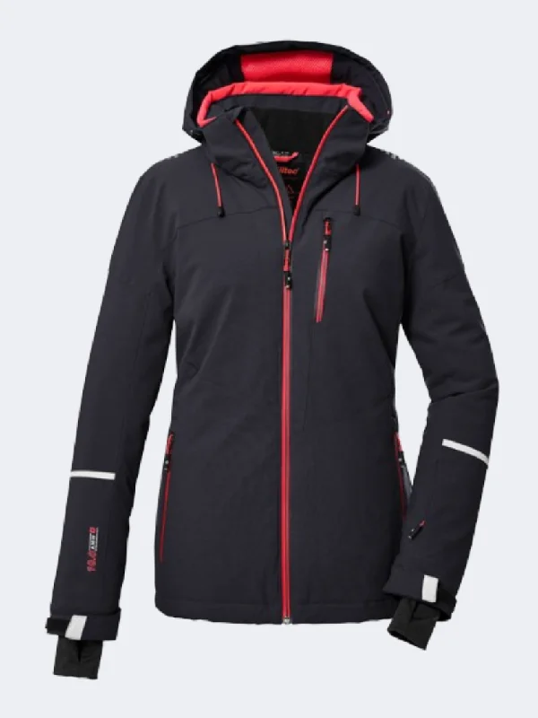 Reflective Jackets for Safety -Winter jackets with fur lining -Killtec Ksw 81 Women Skiing Jacket Black Blue/Red