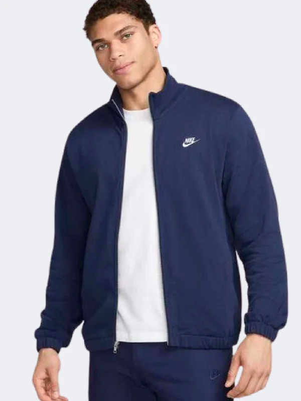 School Jackets for Uniform -Men's jackets with detachable hoods -Nike Club Knit Men Lifestyle Jacket Navy/White