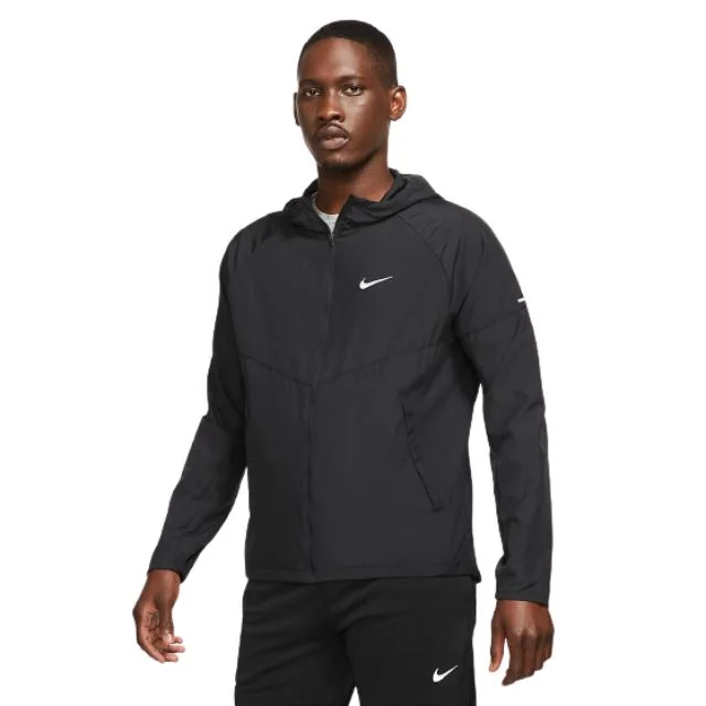 College Jackets for Campus -Utility jackets for outdoor adventures -Nike Miler Men Running Jacket Black/Silver