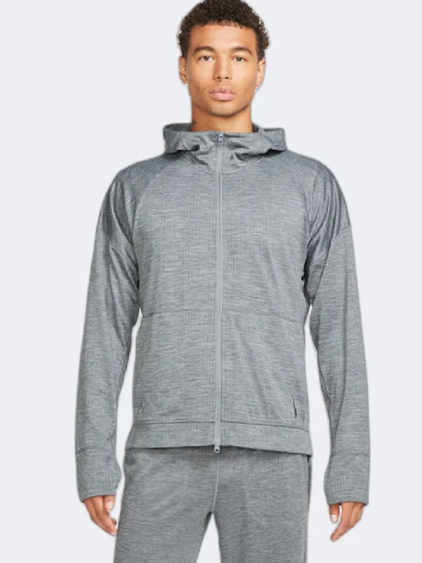 School Jackets for Uniform -Men's jackets with detachable hoods -Nike Yoga Men Training Jacket Cool Grey