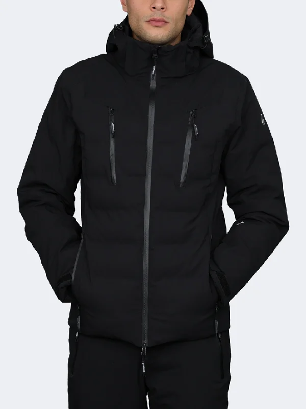 Parka Jackets for Cold Weather -Zip-up hooded jackets for casual style -Oil And Gaz Mid Cut With Hood Men Skiing Jacket Black