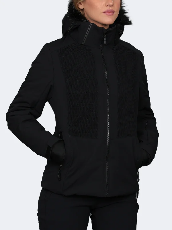 Snowboard Jackets for Snowy -Outdoor jackets for hiking trips -Oil And Gaz Mid Cut With Hood Women Skiing Jacket Black