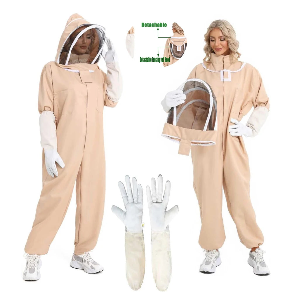 Reflective Jackets for Safety -Winter jackets with fur lining -Professional Beekeeper Outfit Jacket Sheepskin Gloves Veil Hood