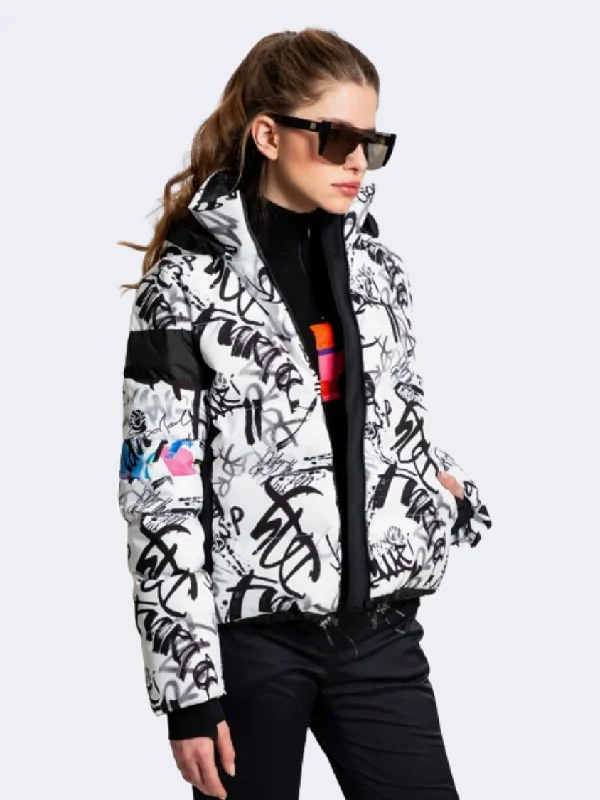 Yoga Jackets for Relaxation -Down-filled jackets for winter wear -Sportalm Backstreet Kap Op Women Skiing Jacket Black/White