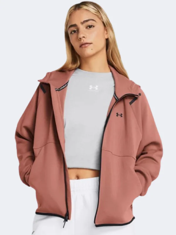 Red Jackets for Statement -Trendy cropped jackets for women -Under Armour Unstoppable Women Lifestyle Jacket Canyon Pink/Black